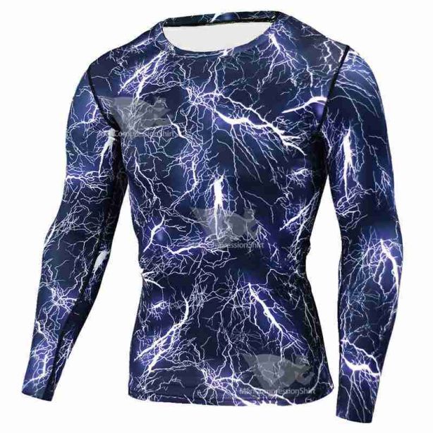 Army Camouflage Long Sleeve Lightning Compression Shirt For Men