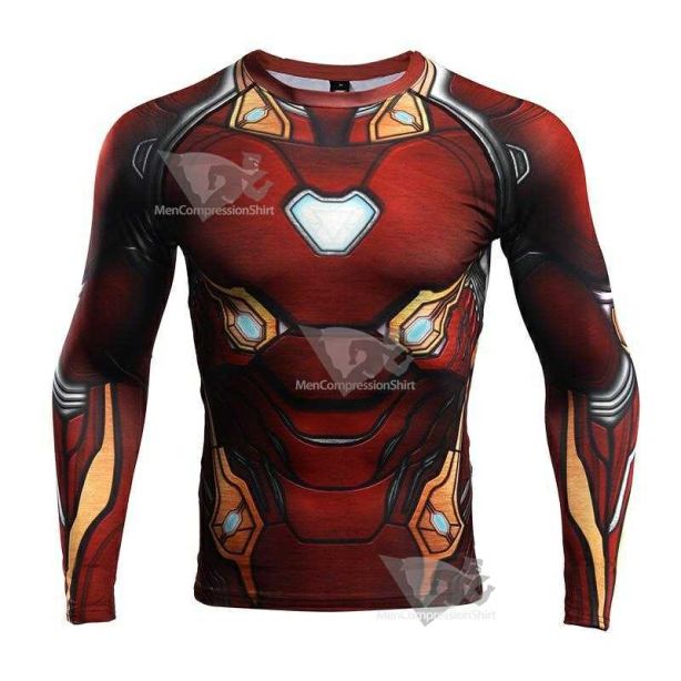 Avengers 3 Tony Stark Red Long Sleeve Compression Shirt For Men