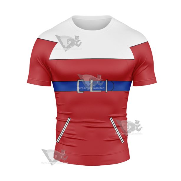 B Daman Riki Ryugasaki Red Cosplay Short Sleeve Compression Shirt