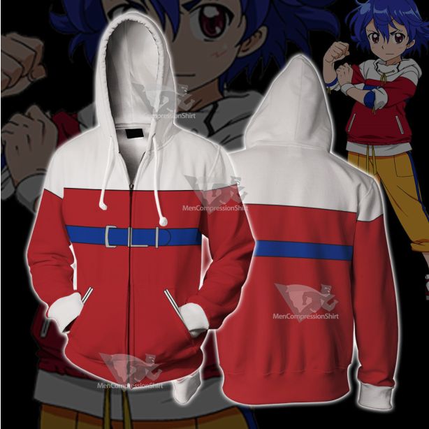 B Daman Riki Ryugasaki Red Cosplay Zip Up Hoodie