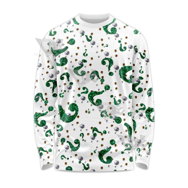 Batman Forever Riddler Rhinestone Hero Suit Long Sleeve Shirt