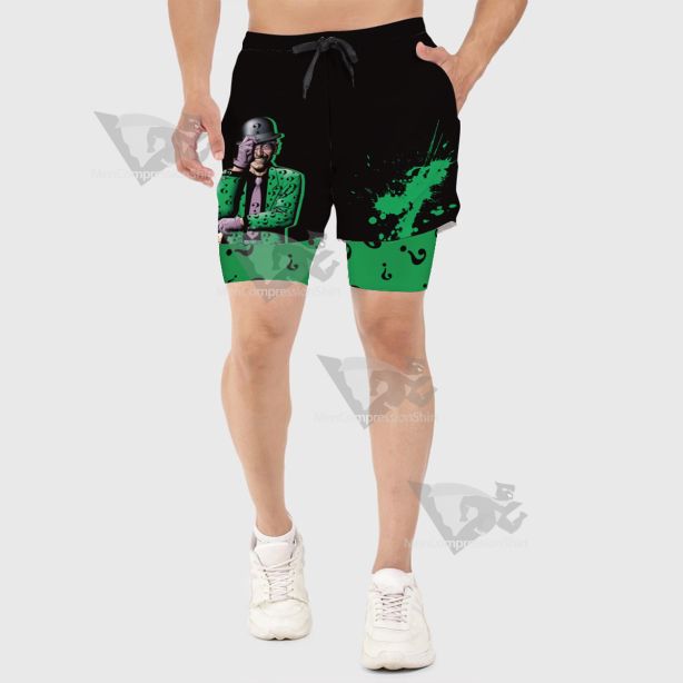 Batman Forever The Riddler Edward Nygma Men Compression Gym Short