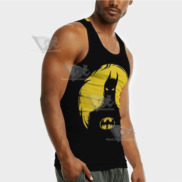 Batman Logo New Style Yellow Sleeveless Compression Shirt