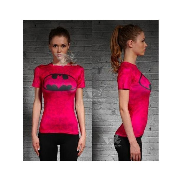 Batman Pink Classic Womens Short Sleeve Rash Guard