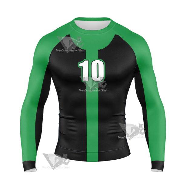 Ben10 Ben Tennyson Green And Black Long Sleeve Compression Shirt