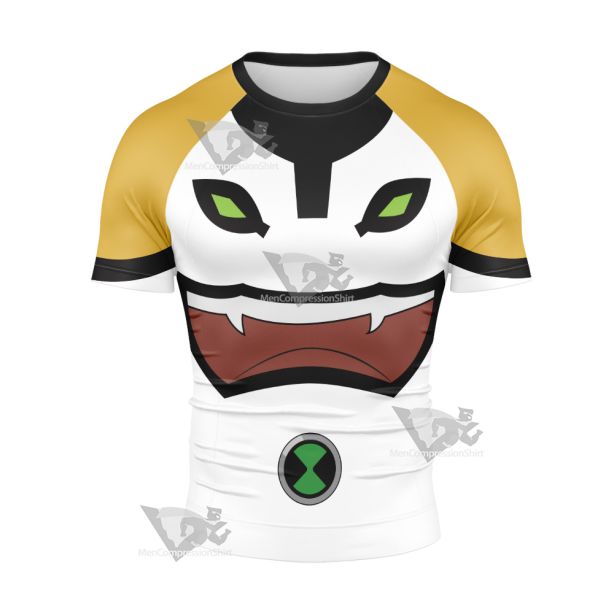 Ben10 Cannonbolt White Cosplay Short Sleeve Compression Shirt