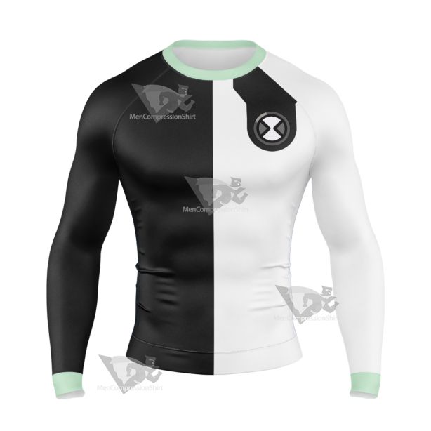 Ben10 Diamondhead Black And White Long Sleeve Compression Shirt