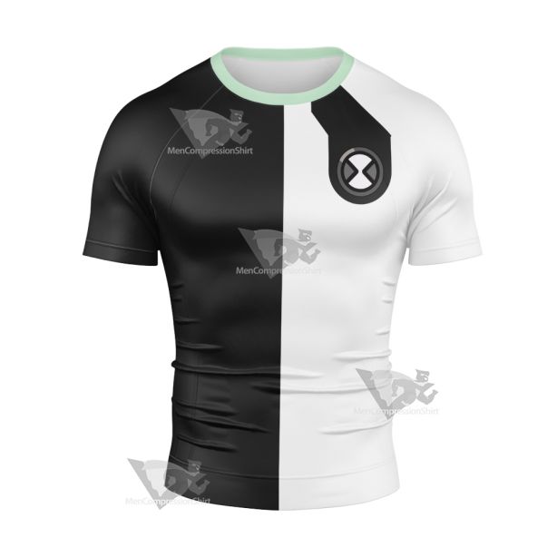 Ben10 Diamondhead Black And White Short Sleeve Compression Shirt