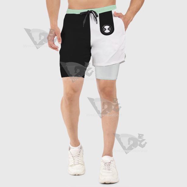 Ben10 Diamondhead Black White Men Compression Gym Short