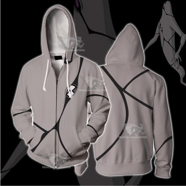 Ben10 Ghostfreak Grey Cosplay Zip Up Hoodie