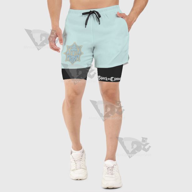 Black Clover Aqua Deer Blue Men Compression Gym Short