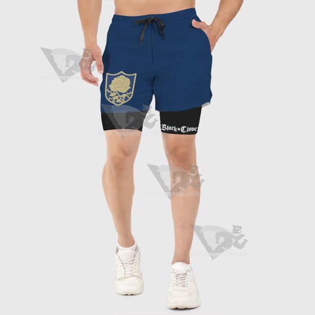 Black Clover Blue Roses Blue Men Compression Gym Short