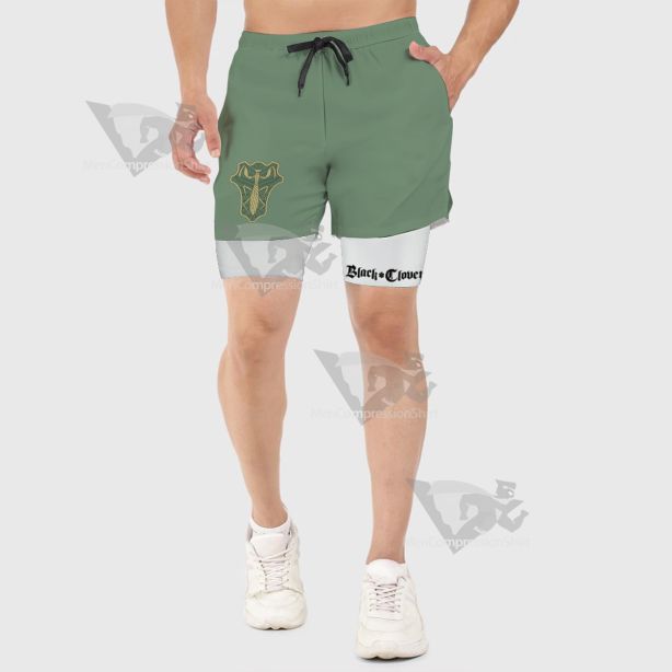 Black Clover Green Mantis Green Men Compression Gym Short