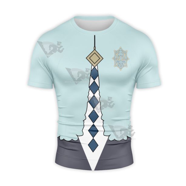 Black Clover Rill Boismortier Blue Short Sleeve Compression Shirt