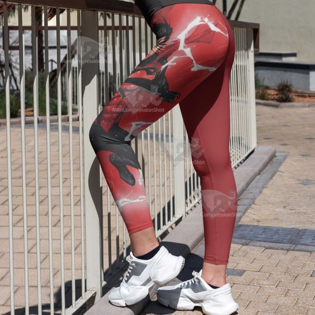 Black Suit Version Of Superman Red Women Compression Legging