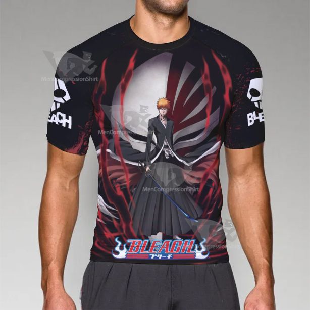 Bleach Ichigo Kurosaki Black Short Sleeve Compression Shirt