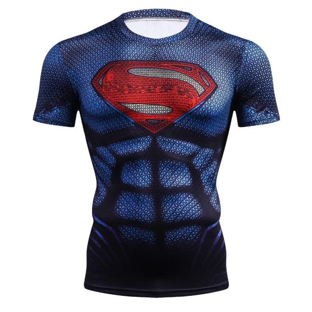 Blue Kent Short Sleeve Compression Shirt For Mens