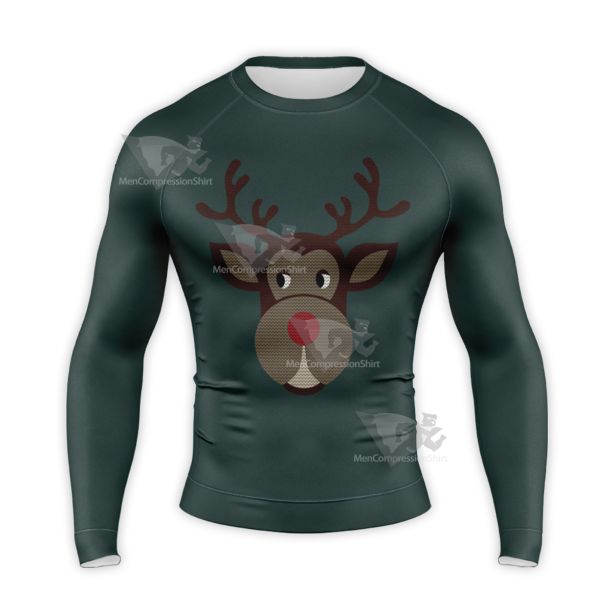 Bridget Joness Diary Mark Deer Head Long Sleeve Compression Shirt