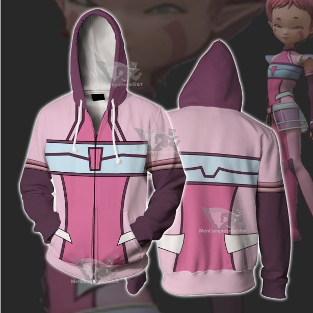 Code Lyoko Aelita Stones Pink Cosplay Zip Up Hoodie