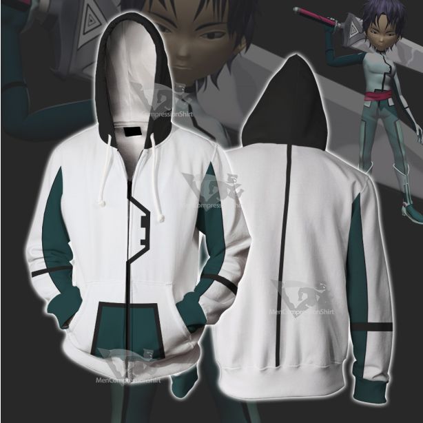 Code Lyoko William White Cosplay Zip Up Hoodie