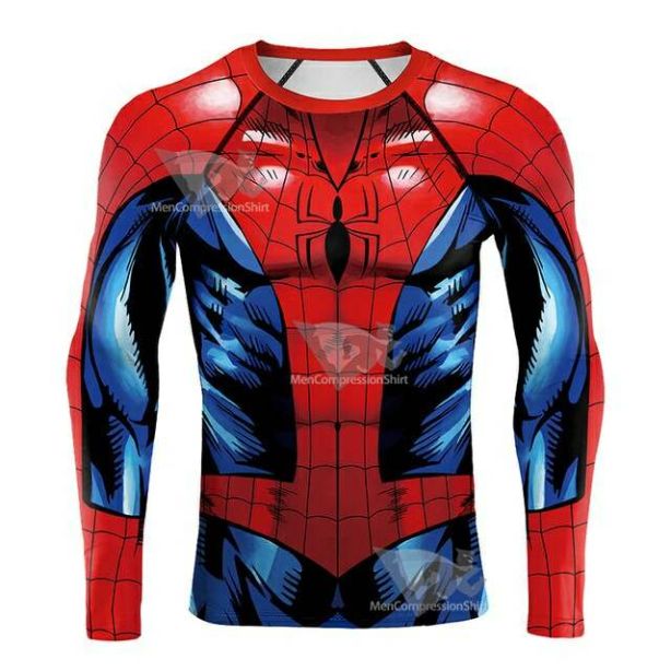 Comic Style Parker Long Sleeve Compression Shirt For Men