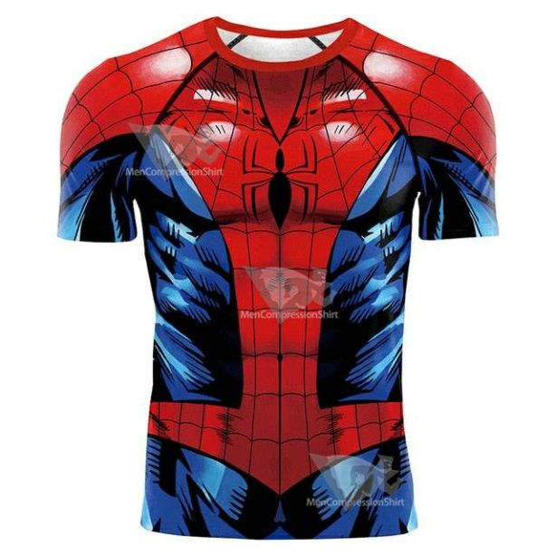 Comic Style Parker Short Sleeve Compression Shirt For Men