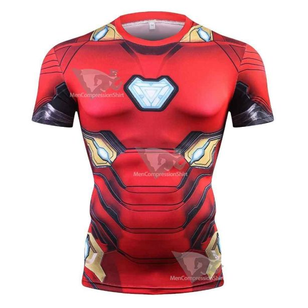 Comic Tony Stark Short Sleeve Compression Shirt For Men