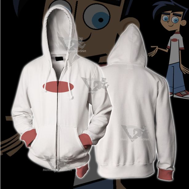 Danny Phantom White Cosplay Zip Up Hoodie