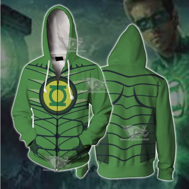 Dc Green Lantern Line Cosplay Zip Up Hoodie