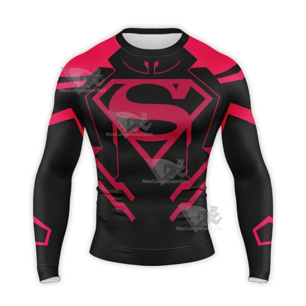 Dc Superboy Black Long Sleeve Compression Shirt