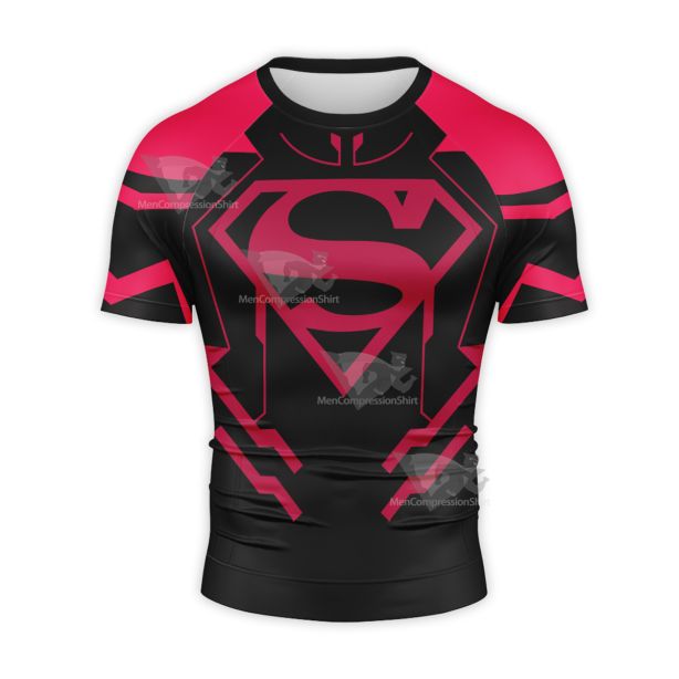 Dc Superboy Black Short Sleeve Compression Shirt