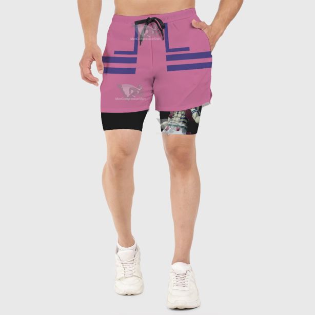 Demon Slayer Akaza Pink Men Compression Gym Short