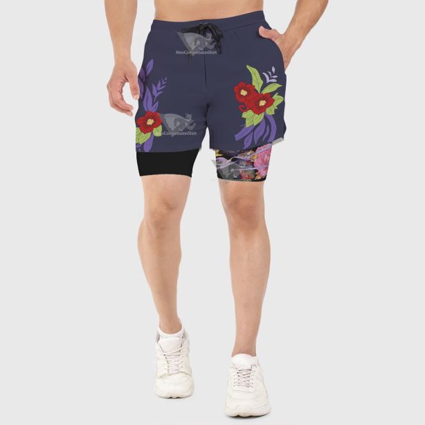 Demon Slayer Tamayo Purple Men Compression Gym Short