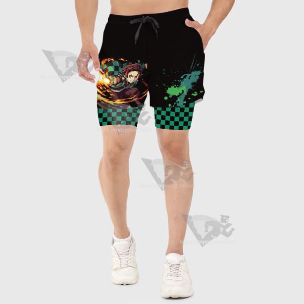 Demon Slayer Tanjiro Kamado Men Compression Gym Short