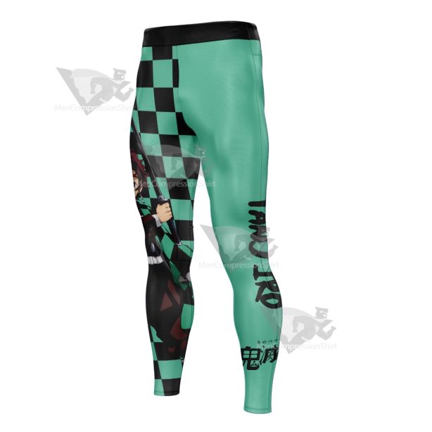 Demon Slayer Tanjiro Lattice Green Men Compression Legging