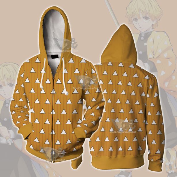 Demon Slayer Zenitsu Agatsuma Cosplay Zip Up Hoodie