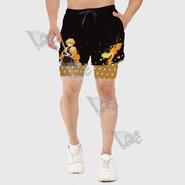 Demon Slayer Zenitsu Agatsuma Men Compression Gym Short