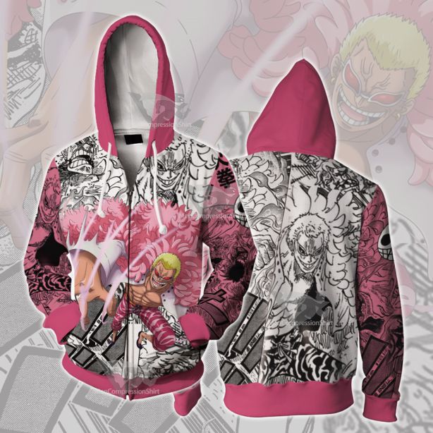 Donquixote Doflamingo One Piece Cosplay Zip Up Hoodie