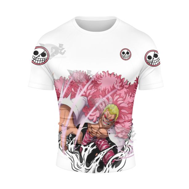 Donquixote Doflamingo One Piece White Short Sleeve Compression Shirt