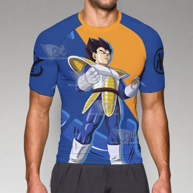 Dragon Ball Goku And Vegeta Ki Blast Short Sleeve Compression Shirt