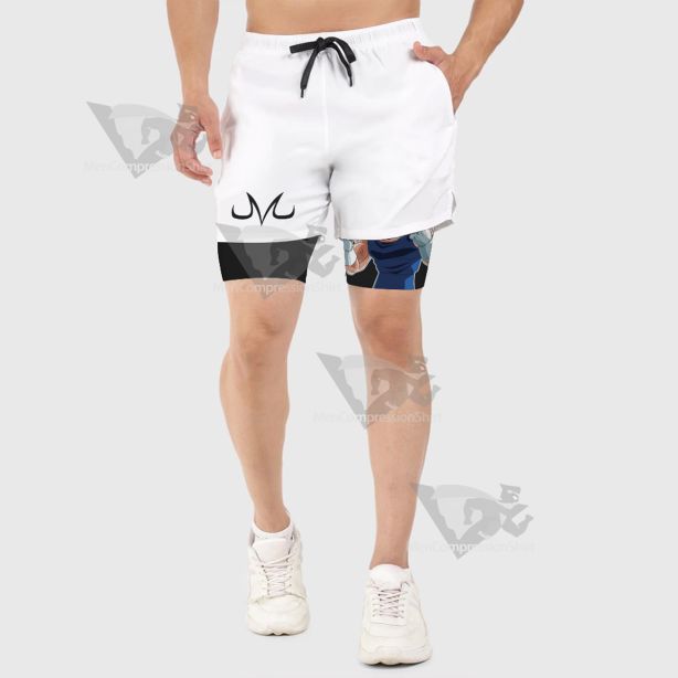 Dragon Ball Vegeta Symbol White Men Compression Gym Short