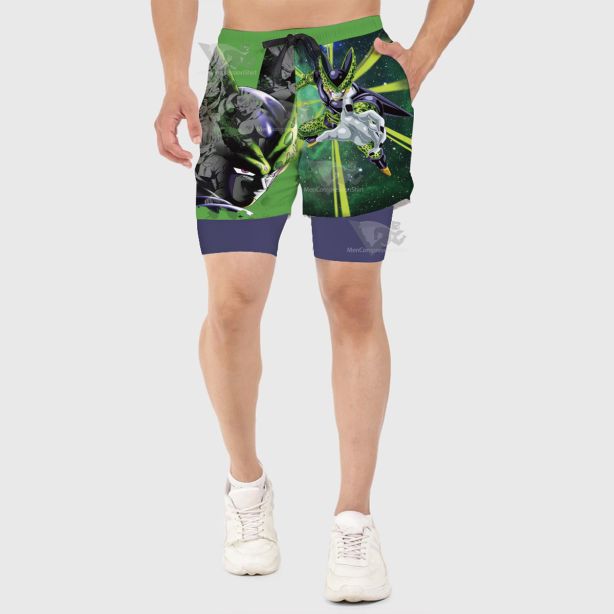 Dragon Ball Z Cell Green Men Compression Gym Short