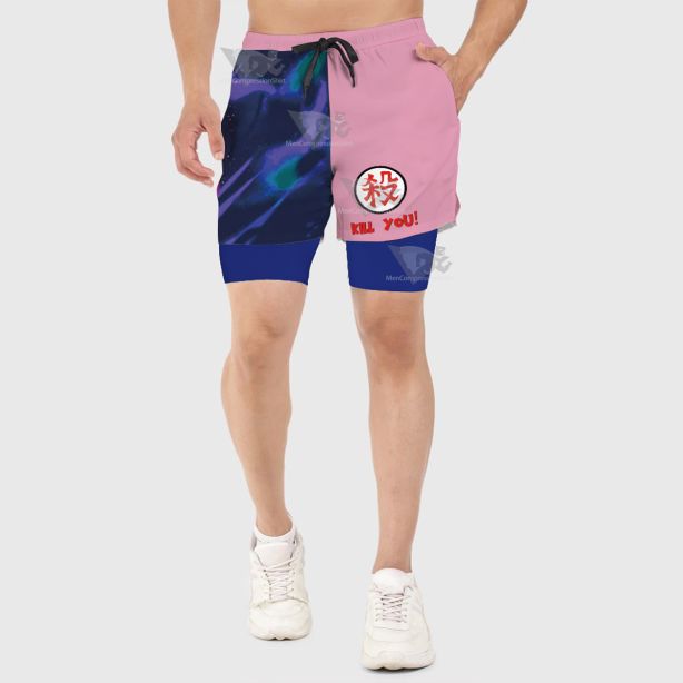 Dragon Ball Z Mercenary Tao Pai Pai Pink Men Compression Gym Short