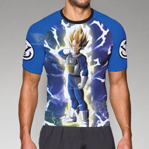 Dragon Ball Z Saiyan Vegeta Blue Short Sleeve Compression Shirt