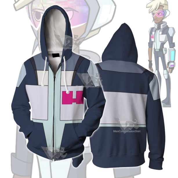 Glitch Techs Mitch Williams Blue Cosplay Zip Up Hoodie