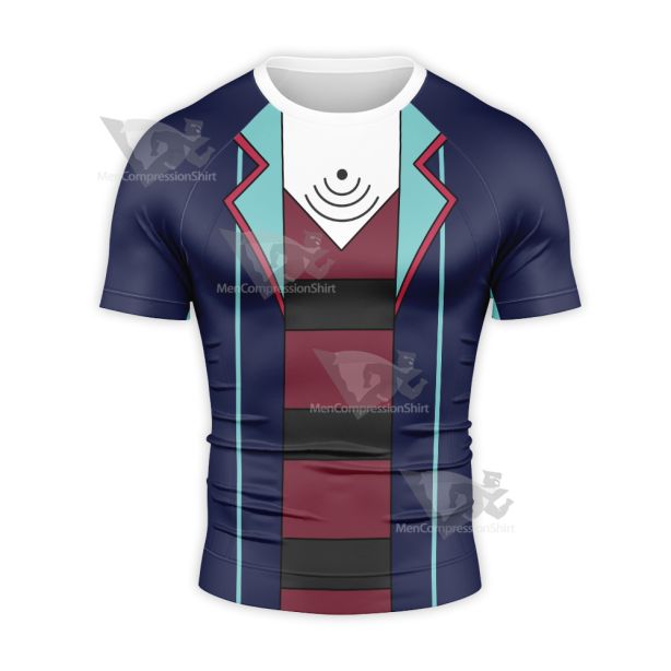 Hazbin Hotel Vox Red And Blue Cosplay Short Sleeve Compression Shirt