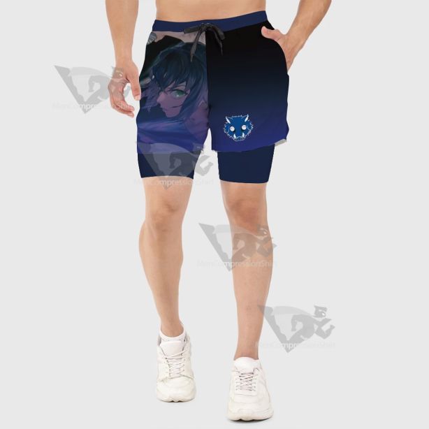 Inosuke Hashibira Anime Black Men Compression Gym Short