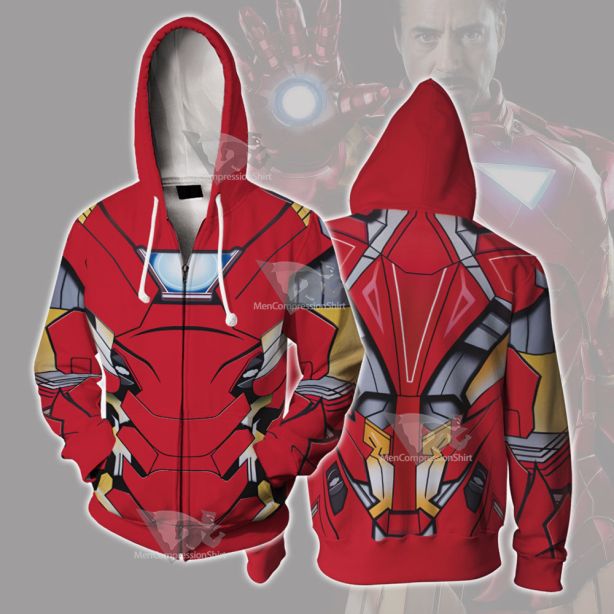 Iron Men Tony Stark Cosplay Zip Up Hoodie