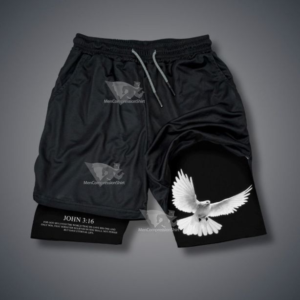 John 3 16 White Dove Performance Shorts