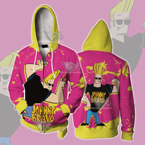 Johnny Bravo Pink Cosplay Zip Up Hoodie